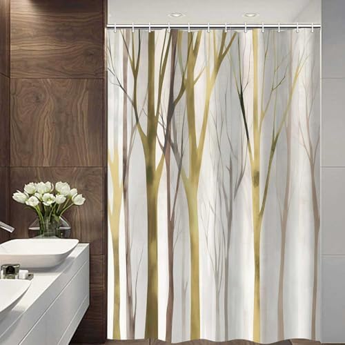 Birch Forest Abstract Shower Curtain Farmhouse Bathroom Decor 72X84 Inch