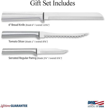 Rada Cutlery Sensational Serrations Gift Set (S54), 3-Piece Knife Set, Stainless Steel Blade, Silver Handle