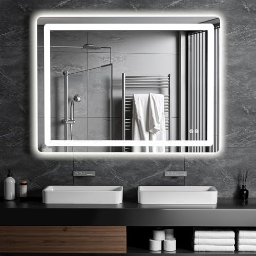 TRAHOME LED Bathroom Vanity Mirror with Lights, 30"x40" Lighted Wall Mirror