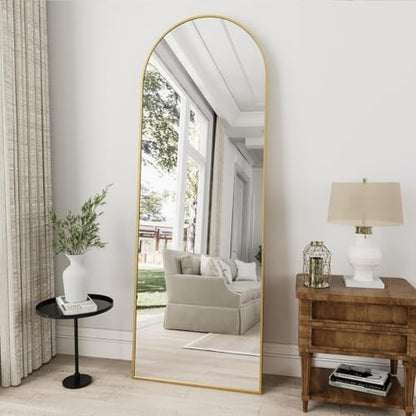 Dewfig Arched Full Length Mirror, 57"X20" Large Full Body Mirror, Gold