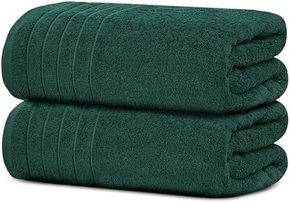 Tens Towels 2 Piece Extra Large Bath Sheets 35 x 70 Inches, Hunter Green