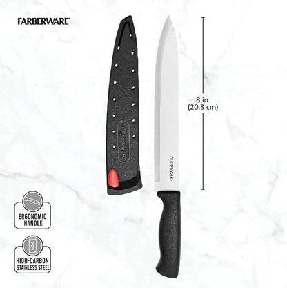 Farberware Edgekeeper Slicing Knife with Self-Sharpening Blade Cover, 8 Inch, Black