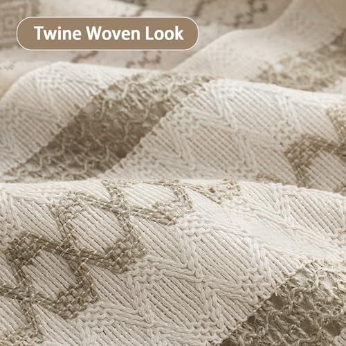 Beige Boho Linen Shower Curtain,72" W x 72" L