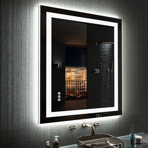 LOAAO 28"X32" LED Bathroom Mirror with Lights, UL Listed