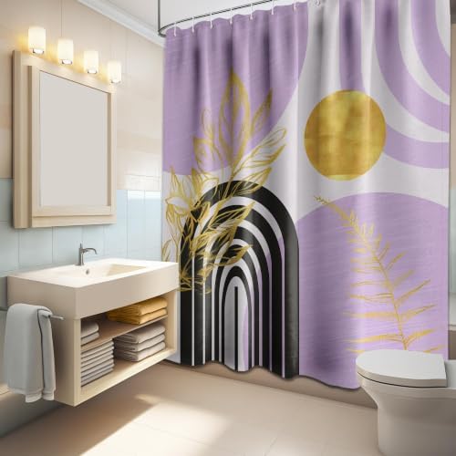 Light Purple Extra Long Shower Curtain, Tall 72X78 in, Mid Century
