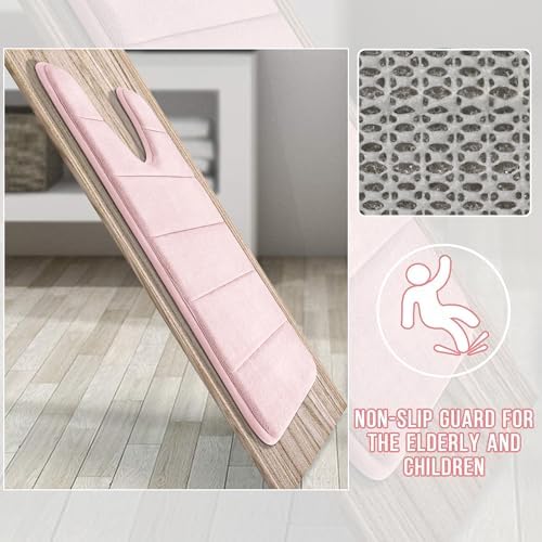 Yimobra Memory Foam Toilet Bath Mat U-Shaped, 24 X 20 Inches,Soft and Comfortable, Super Water Absorption, Non-Slip, Machine Wash and Easier to Dry for Bathroom Commode Contour Rug, Pink