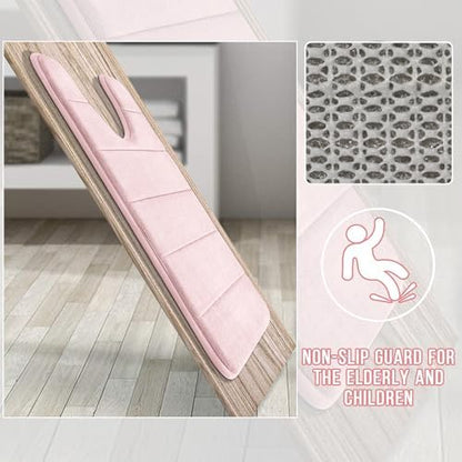 Yimobra Memory Foam Toilet Bath Mat U-Shaped, 24 X 20 Inches,Soft and Comfortable, Super Water Absorption, Non-Slip, Machine Wash and Easier to Dry for Bathroom Commode Contour Rug, Pink