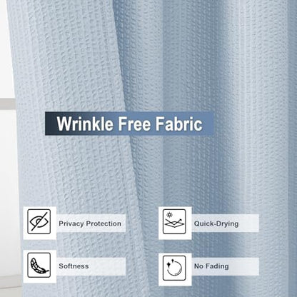 OWENIE Glacier Blue Shower Curtain for Bathroom 96 Inches Extra Long, Elegant 3D Embossed Textured Fabric Shower Curtains, Water Repellent, Machine Washable, Hotel Style, 72" W x 96" L, Glacier Blue