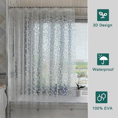 Shower Curtain Liner, 100% Waterproof Peva Shower Curtains with 3 Duty Heavy Bottom Magnets and 12 Rust Proof Grommets, 72x72 Weighted Shower Liner for Shower Stall, Bathtubs
