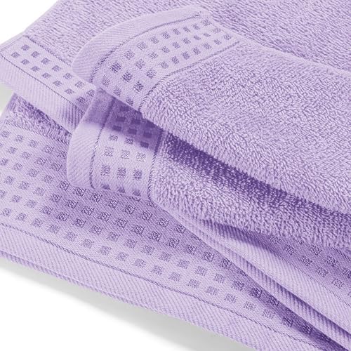 GLAMBURG Ultra Soft 4 Pack Oversized Bath Towel Set 27x54 inches, 100% Cotton Bath Towels, Highly Absorbant Compact Quickdry & Lightweight Towel, Ideal for Gym Travel Camp Pool - Purple