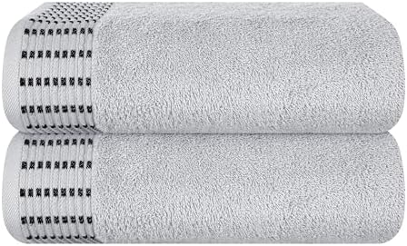 BELIZZI HOME Cotton 2 Pack Oversized Bath Towel Set 28x55 inches, Large Bath Towels, Ultra Absorbant Compact Quickdry & Lightweight Towel, Ideal for Gym Travel Camp Pool - Light Grey