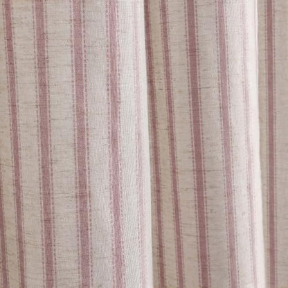 Farmhouse Striped Shower Curtain Rustic Rust Vintage Linen Curtain 72 X 72