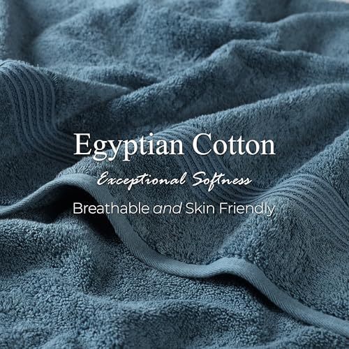Superior Egyptian Cotton 12-Piece Towel Set, Assorted Towels for Home Bathroom, Guest Bath Decor Essentials, Includes 4 Bath, 4 Hand, 4 Face Towels/Washcloths, Quick Dry, Absorbent - Sapphire