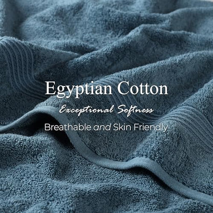Superior Egyptian Cotton 12-Piece Towel Set, Assorted Towels for Home Bathroom, Guest Bath Decor Essentials, Includes 4 Bath, 4 Hand, 4 Face Towels/Washcloths, Quick Dry, Absorbent - Sapphire