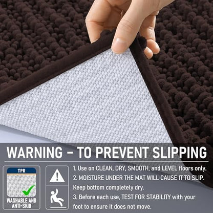 OLANLY Bathroom Runner Rugs 47x20, Thick Soft Absorbent Chenille Bath Rugs