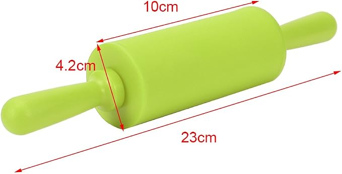 Non-Stick Silicone Rolling Pin Dough Rollers for Baking and Rolling Dough with Wooden Handle for Home Kitchen Children Cake 9 Inch(Blue)