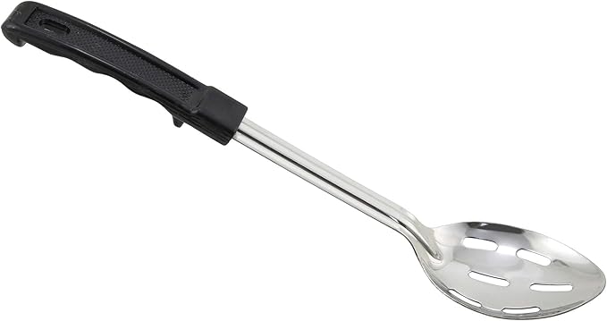 Winco Prime Stainless Steel Basting Spoon with Stop Hook Handle, NSF, Slotted, 13"