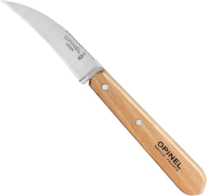 OPINEL Les Essentials - Small Kitchen 4 Piece Knife Set - Paring, Serrated, Peeler, Vegetable Knife, Corrosion Resistant High Carbon Steel, Made in France (Natural)