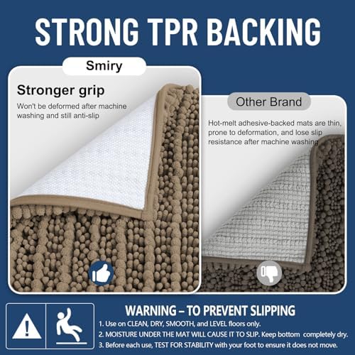 Smiry Bathroom Rugs 44X32, Extra Soft Rubber Backing Chenille Bath Mats