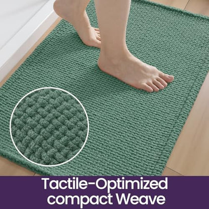 DEXI Chenille Bath Mat 36x24, Soft Absorbent Bathroom Rugs, Green