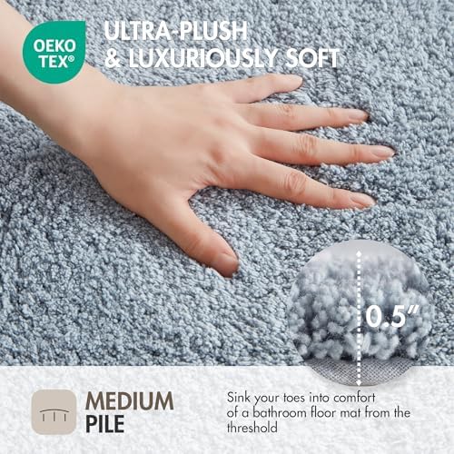 Madison Park Evan 100% Cotton Bath Runner Plush Absorbent, 24" x 72", Blue