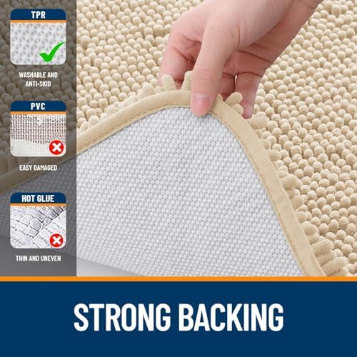 OLANLY Toilet Rugs U-Shaped 20x20, Soft Absorbent Chenille Contour Rugs