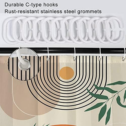 Mid Century Shower Curtain with Hook for Bathroom 72x78 Inch