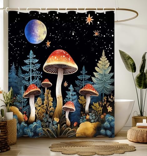 Bathroom Shower Curtain Cute Cortinas para Baño 72 x 72, Mushroom