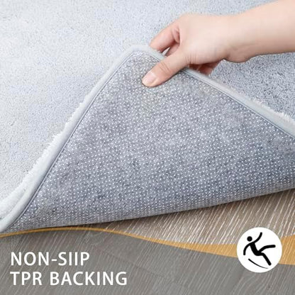 MINIDEAR Bathroom Rugs 44x24 Light Gray - Thick Memory Foam Bath Mat, Ultra Soft & Plush Fluffy, Non-Slip, Quick Dry, Absorbent Washable Floor Microfiber Mat for Tub, Home Decor Accessories
