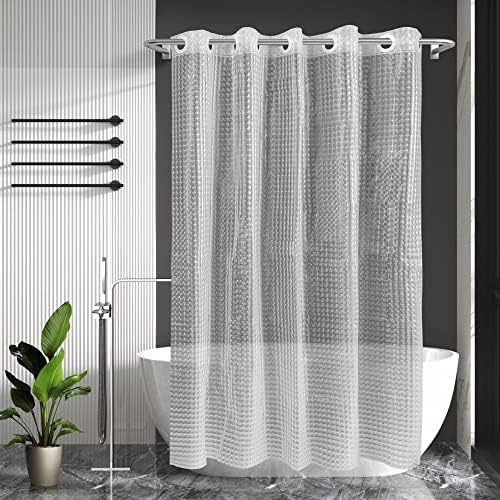 No Hook Shower Curtain or Liner, Standard Size 71 x 74, Square