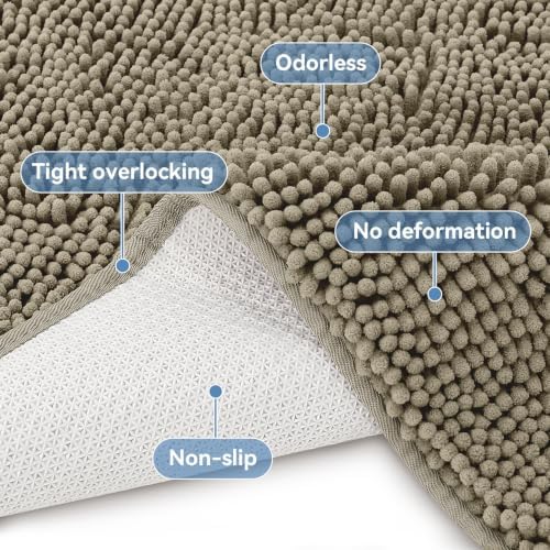 Bcoimo Bath Rug Mat,70x24 High Absorbent Latte Long Bathroom Runner Rugs