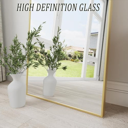 Dewfig Arched Full Length Mirror, 57"X20" Large Full Body Mirror, Gold