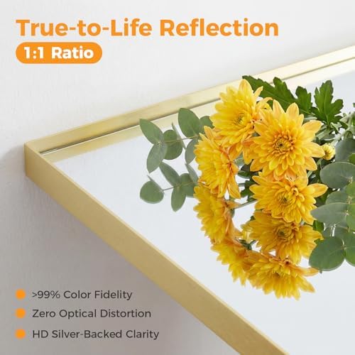NEWBULIG 30"x36" Wall Mirror, Bathroom Mirrors for Over Sink, Gold