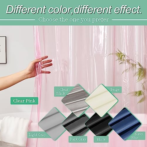 Mrs Awesome Clear Pink Shower Curtain Liner with 3 Magnets, 72x72