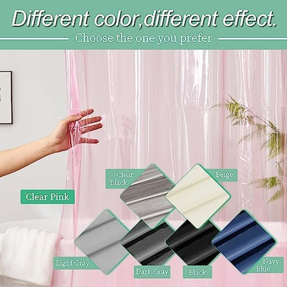 Mrs Awesome Clear Pink Shower Curtain Liner with 3 Magnets, 72x72