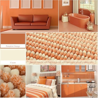 BSICPRO Large Bathroom Rugs Runner, 24x70 Chenille Bath Mat, Pumpkin Orange