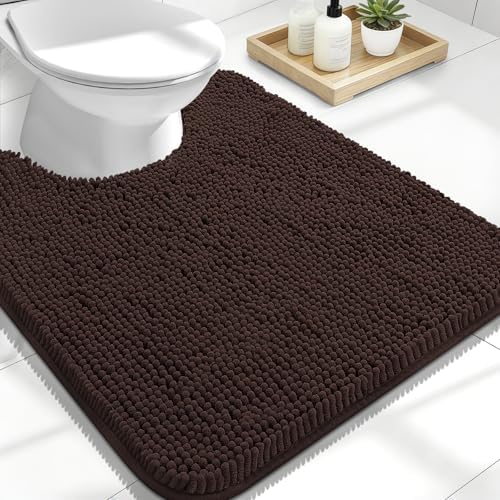 OLANLY Toilet Rugs U-Shaped 24x20, Soft Absorbent Chenille Contour Rugs
