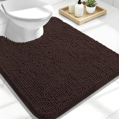 OLANLY Toilet Rugs U-Shaped 24x20, Soft Absorbent Chenille Contour Rugs