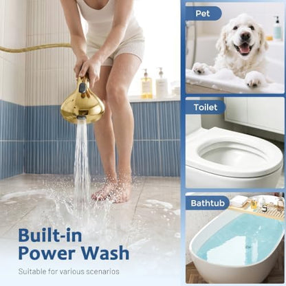 MakeFit Dual Filtered Rain Shower Head Combo, High Pressure Handheld Shower Head with Adjustable Bar - Rainfall Shower Head And Showerhead with Filter for Hard Water - Removes Chlorine(Gold)