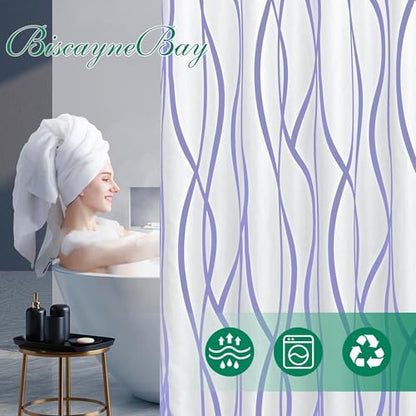 Fabric Modern Shower Curtain-Lavender & White Shower Curtains for Bathroom