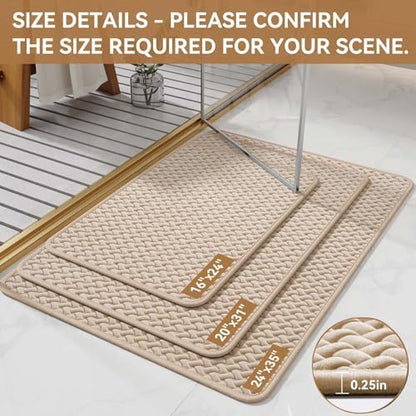 YDKGL Bathroom Rugs Non Slip, Foam Weave Texture Bath Mat, Brown 24x35
