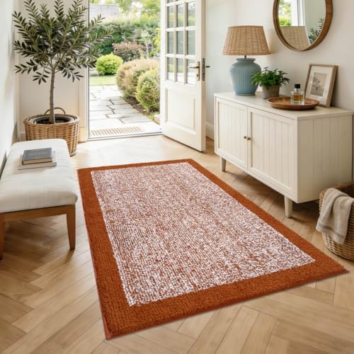48x32 Bathroom Rugs Non Slip Washable, Soft Absorbent Bath Mat Coral Orange