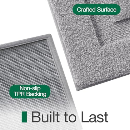 LUMI Large Bathroom Rugs Soft Absorbent, Non Slip Bath Mat 24x43, Grey