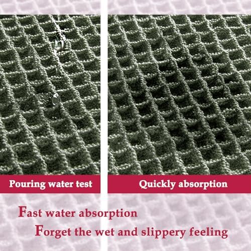 ZALL Waffle Bath Mat,Super Absorbent Non Slip Bathroom Rug,Dark Green 24x36inch,Machine Washable Ultra Soft Floor Mats