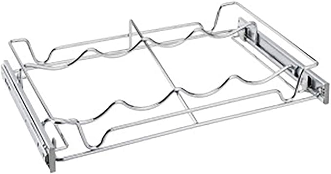 Rev-A-Shelf Sidelines 5WBR-18CR-1 18" Chrome Single Wire Pullout 4 Wine Bottle Rack Organizer for 14" Deep Kitchen Pantry or Bar Cabinet Closet