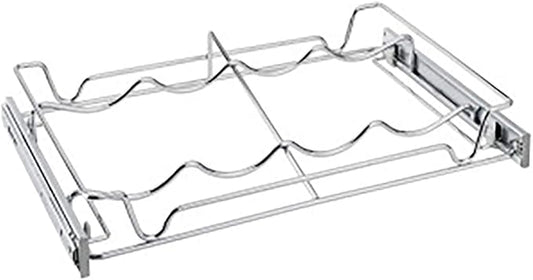 Rev-A-Shelf Sidelines 5WBR-18CR-1 18" Chrome Single Wire Pullout 4 Wine Bottle Rack Organizer for 14" Deep Kitchen Pantry or Bar Cabinet Closet