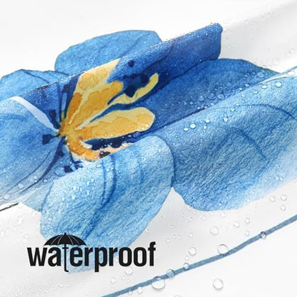 Gibelle Blue Yellow Watercolor Floral Fabric Shower Curtain, 72x72