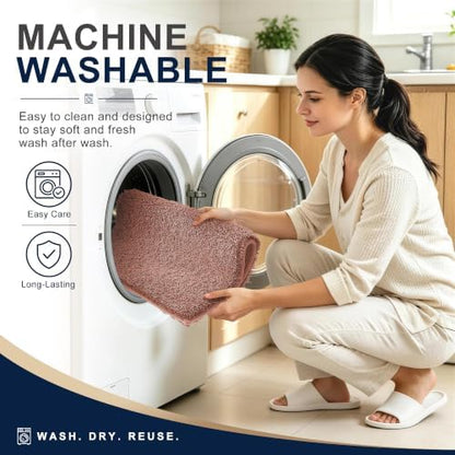 OLANLY Microfiber Small Bathroom Rugs 24x16, Soft Absorbent Bath Mat, Mocha