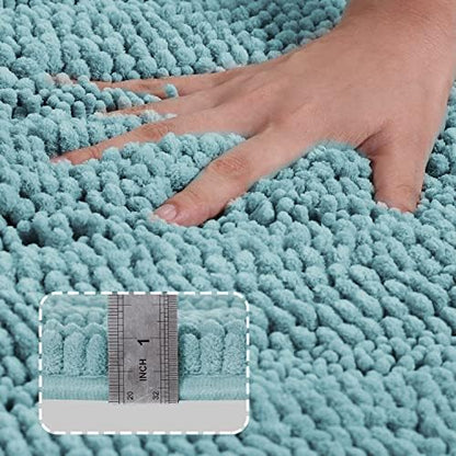 Turquoize Bathroom Runner Rug 20"x59", Soft Absorbent Chenille Bath Rug