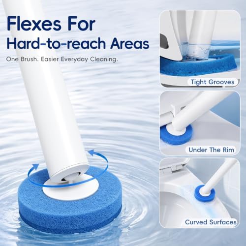 Toilet Bowl Cleaning Wand, Disposable Toilet Brush Kit with Replacement Heads and Press Button Handle (Toilet Brush + 21 Refills)